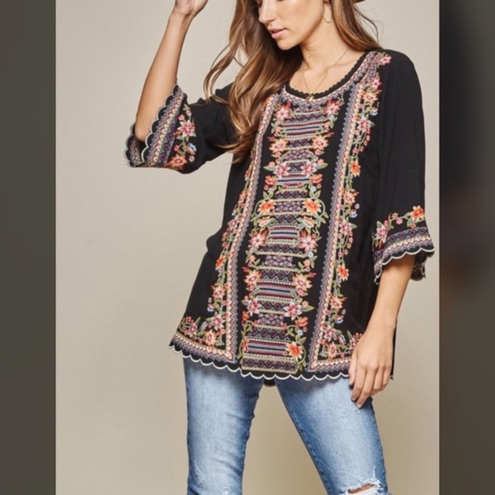 Boho Embroidered Woven Tunic - Picture 2 of 7